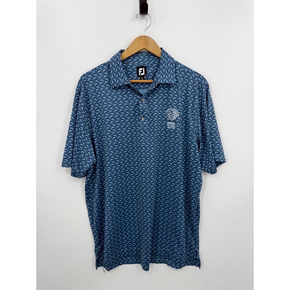 FootJoy Dell Technologies Match Play Polo Shirt Mens L Blue Dolphin Print‎
